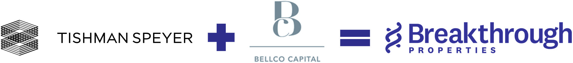 Logos for Tishman Speyer, Bellco Capital, and Breakthrough Properties